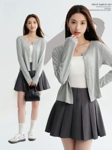 MiiOW | เสื้อคาร์ดิแกนคอตั้งทรงหลวมสำหรับผู้หญิงในช่วงฤดูร้อนปี 2025 ทรงหลวม ระบายอากาศได้ดี เสื้อคลุมกันแดดแบบลำลอง สไตล์ทันสมัย MiiOW Cat Person