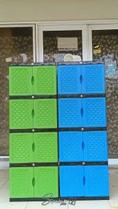 LEMARI PLASTIK 3 SUSUN TINGKAT MINI FULL KUNCI KABINET PAKAIAN EXCEL RAK SERBAGUNA KOKOH AMP