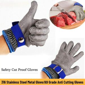 【in stock】Safety Cut Proof Stab Resistant Stainless Steel Gloves Non-slip Mesh Butcher Mittens Work Gardening Tools Protection Gloves