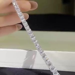 S925 Sterling Silver 3-5mm D Color Moissanite Tennis Bracelet Plated White Gold Bracelet for Women Man Sparkling Party Jewelry