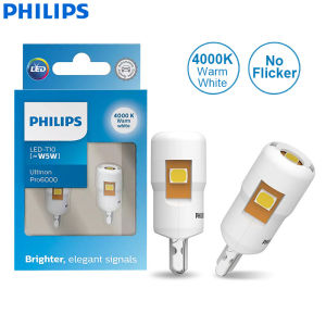 Philips | Philips LED T10 W5W Ultinon Pro6000 4000K 6000K White Bright Car Interior Lamps Turn Signal No Flash Flickering Error Free Pair