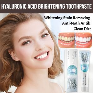 [Whitening With One Brush] Hyaluronic Acid Brightening Toothpaste Whitening Stain Removing Toothpaste Anti-Moth Antib Reduces Plaque Fresh Breath