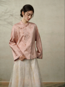 JK&JS | Áo Blouse Lụa Brocade Phong Cách Trung Quốc