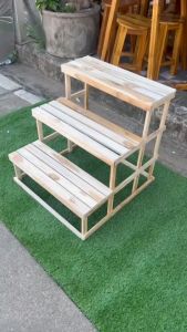 3 ชั้นซี่ยาว ปกกว้าง 20 ซม. วางสินค้า วางโมเดล ชั้นไม้วางต้นไม้ ชั้นวางของ เฟอร์นิเจอร์ไม้ ของใช้ในบ้าน wooden furniture ตกแต่งบ้าน