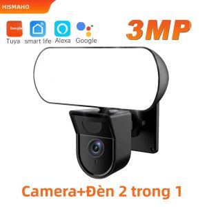 3MP Tuya Thông Minh Đèn Pha Camera WiFi 10W Ngoài Trời Chống Nước Đèn Tường Sân Vườn Giám Sát An Ninh Ánh Sáng Với Cảm Biến Chuyển Động