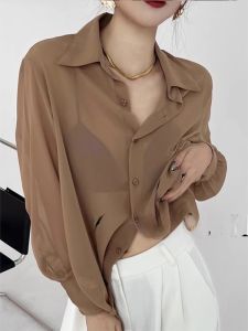 chaqi | Sun Protection Casual Chiffon Shirt Women Long Sleeve Summer Loose Design Open Cardigan Thin Outerwear Top For Commute