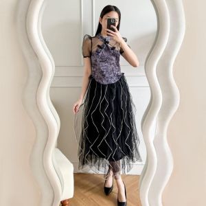 ECLAIRE 003 Rok Midi Ruffle Mesh Bohemia Kasual Casual Feminim Manis Import gglo
