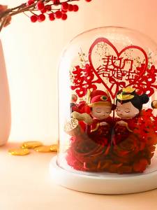 Preserved Fresh Flower Glass Cover Real Flower Rose Wedding Gift Girlfriends Gift Elder Creative Home Ornaments Small Night Lamp Dried Flower