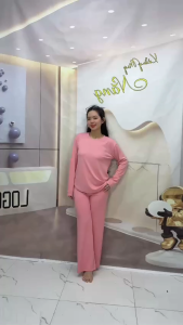(Hàng Cao Cấp) Bộ ủ Kem Tay Dài Lai Bầu Chất Vải Thun Tăm QC Co Giãn 4 Chiều Thoải Mái Khi Mặc (Combo Áo Và Quần)