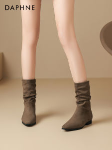 Daphne | New Fall Winter Pointed Muted Brown Chunky Shaft Short Boots