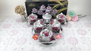tea set porcelain + tutup + tatakan / cangkir motif FIORENZA AK-777A (1)