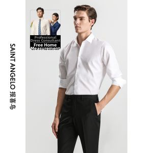 Custom Fit Mens Business Shirt Pure Cotton Wrinkle-resistant Long and Short Sleeve