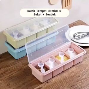 KUKE KOTAK BUMBU 4 IN 1/TEMPAT BUMBU 4 SEKAT/TEMPAT BUMBU DAPUR/RAK BUMBU DAPUR/WADAH BUMBU