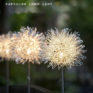 2PCS Solar Dandelion LED Garden Lights & Stainless Steel Outdoor Lawn Lamp: Landscape Decoration for Villa, Balcony, and Courtyard