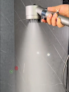 High Pressurized Filter Shower Head 3-mode Adjustable Spray with Massage Brush Rain Faucet Bathroom Accessories