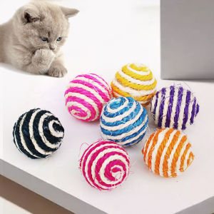 Clara.Pet Dog Cat Kitten Teaser Playing Chew Scratch Toy Sisal Rope Ball New Comfortable and Environmentally Beautiful (Random Color)