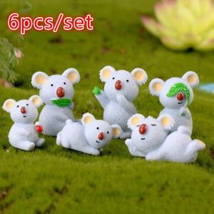New 6 Pcs/Set Different Style Lovely Koala Bear Mini Animal Model Figurine Home Room Decoration Micro Landscape Resin Crafts
