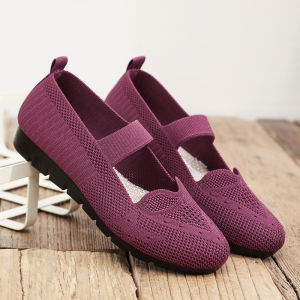 Giày Đơn Lưới Thoáng Khí Đế Phẳng Đế Bằng Đế Cao Su Đế Xuồng Mùa Xuân Hè Cho Phụ Nữ Giày Thường Ngày Cho Mẹ