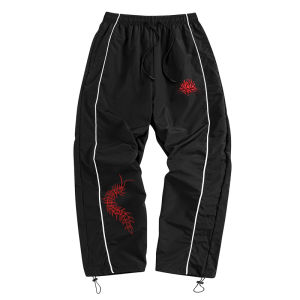 Mens Flower Centipede Print Sporty Pants with Lines Gym Workout Running Trousers with Pockets Athletic Quick Dry Sweatpants