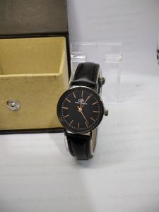 PASANGAN JAM TANGAN TALI KULIT FULL BLACK ///COD/bayar di tempat