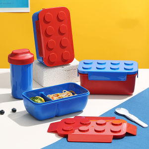 JUSTINLAU Creative Sealed Lunch Box Color Building Blocks Bento Box For Childrens Students Outdoor Picnic Fruit Salad Box