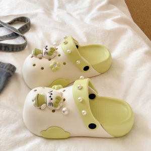 Cute Pearl Kitty Non-slip Soft-soled Womens Sandals With Closed Toes