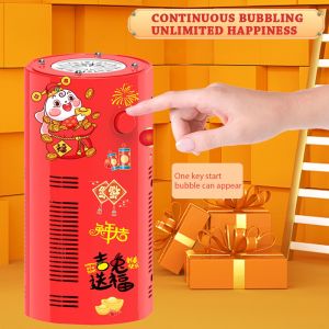 HLINKEY 2025 Chinese New Year Firework Bubble Machine With Music Light New Year Wedding Festival Celebrate Party Supplies Toys kids Christmas Gifts