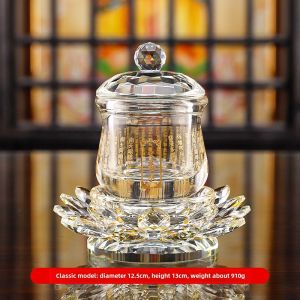 Crystal Lotus Holy Water Cup Buddhist Altar Decorative Ornament Large Compassion Water Offering Cup before Buddha Vessel