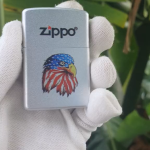 Bật Lửa Zippo Bạc Nhám Đại Bàng Đời A-24 Mặt Phải ( Tặng Kèm Đá Bấc) Hộp Quẹt Zippo Sưu Tầm