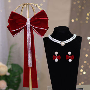 Red Tassel Butterfly Knot Hair Accessories Wedding Engagement New Bride Formal Evening Chinese Style Hairpins Hair Decorations