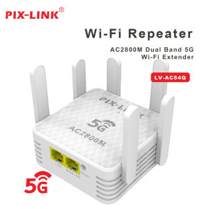 PIX-LINK AC2800 5G Dual-Band Wireless Repeater Router - Wall-Through WiFi Signal Amplifier Extender Strong WiFi Booster AC54Q