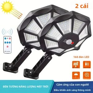 Đèn Năng Lượng Mặt Trời Ngoài Trời Siêu Sáng 168 LED Với Cảm Biến Chuyển Động 6500K Ánh Sáng Ban Ngày Điều Chỉnh Từ Xa Sử Dụng Được Mọi Thời Tiết Chiếu Sáng Trang Trại Nhà Máy
