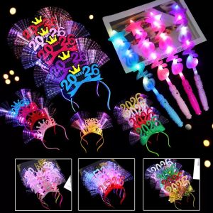 Glowing Headband Fiber Optic Flashing Hair Accessory School New Years Party Support Props New Years Day Clip Christmas Theme