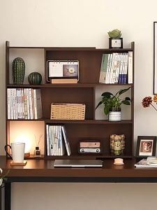 Borong365 Wooden Scalable Shelf Rak Buku Kayu Storage Rack Kabinet Penyimpan Dapur Extendable Cabinet Books Organizer