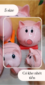 Lợn đất tiết kiệm gốm sứ heo piglet hồng đáng yêu đủ 5 size nhỏ đến lớn tiết kiệm trang trí quà tặng ống đựng tiền