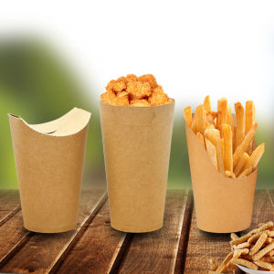 Disposable Kraft Paper French Fries Paper Cup Oblique Cup Sealing Cup Chicken Leg Fried Chicken Packaging Barrel Fries Box Popcorn Chicken Cup