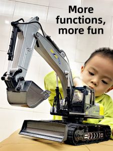Large Alloy Childrens Remote Control Digger Toy Car Boy Simulation Electric Excavator Engineering Vehicle Digger Toy