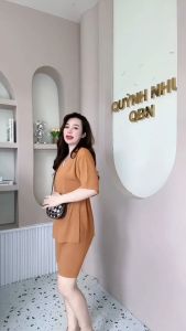 Set Bộ Nữ Thun TĂM LẠNH Quần Ngố + Áo FORM RỘNG CỔ TIM xẻ tà (Bigsize 45-75kg)