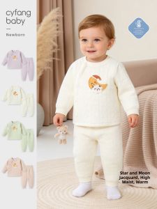 CAIYINGFANG | Cotton Warm Thermal Baby Underwear Set for Autumn Winter Thick High Waist Belly Protection
