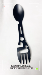 5-in-1 Multi-functional Stainless Steel Outdoor Camping Survival Tool Fork Knife Spoon Bottle Can Opener Eating Tools for Enthusiasts