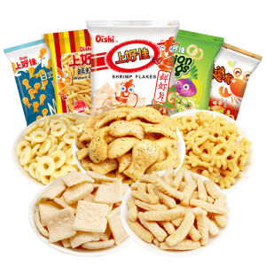  Shrimp Snack Onion Ring Puffed Snacks Relieve Cravings Retro Chinese Brand Oishi Snacks Potato Chips Shrimp Strips