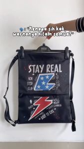 (Bisa COD) Tas Serut Anti Air Water Proof String Bag / Draw String / Gym Sack Tas Olahraga Pria Kekinian Motif STAY REAL