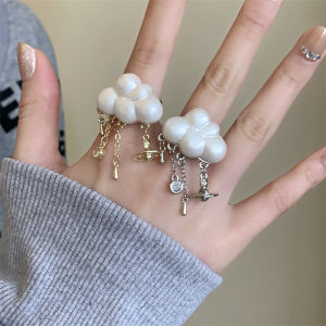 Fashionable Saturn Tassel Ring for Women Cloud Raindrop Design Unique Fresh Style Versatile Ring Finger Accessory Jewelry