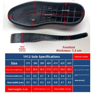 Wear-Resistant Rubber Mens Flat Heel Casual Shoes Bottom 38-43 Sizes Anti-Slip Stickers Comfortable Leisure Style Shoe Sole
