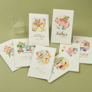 Ihono Teachers Day Golden Embossed Folding Thank You Card Graduation Season Gift for Teachers Creative High-End Feeling Small Card