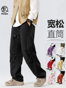 American Style Mens Cargo Pants Autumn New Loose Wide Leg Hiking Tactical Riding Long Trousers Fashionable Urban Casual Pants