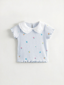 Marc&Janie | Floral All-Over Peter Pan Collar Thin Cotton Girls T-shirt