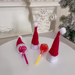 Mini Santa Hat Kẹo Mút 10/20 Chiếc Trẻ Em Trang Trí Tiệc Giáng Sinh Vải Không Dệt Giáng Sinh Vui Vẻ Năm Mới Vật Trang Trí Quà Giáng Tặng