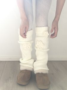 ถุงเท้าถักลายหิมะ ถุงเท้าถักแบบยาวครึ่งแข้ง ปากกระดิ่ง น่ารัก ถุงเท้าผู้หญิง ถุงเท้าผ้าฝ้าย ถุงเท้าผ้าฝ้ายผสม ถุงเท้าผ้าฝ้ายผสม