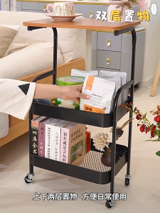 Nicedeal 3 Tier Modern Design Rolling Storage Cart Trolley - Wooden Top - Kitchen Storage Rack